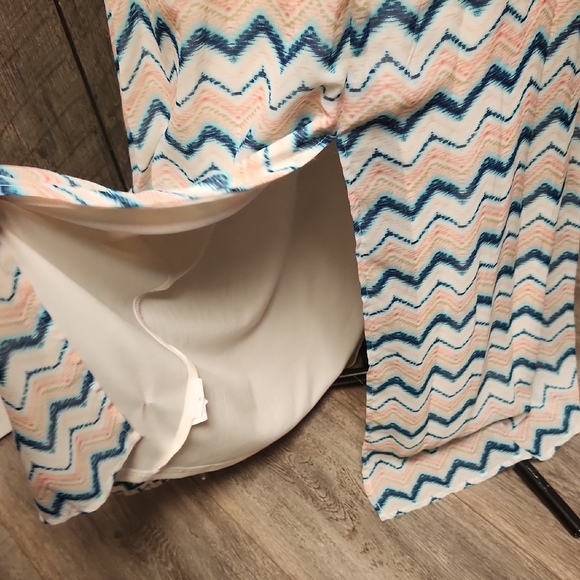 Lily Rose Cream and Blue Chevron Maxi Dress - Picture 9 of 15